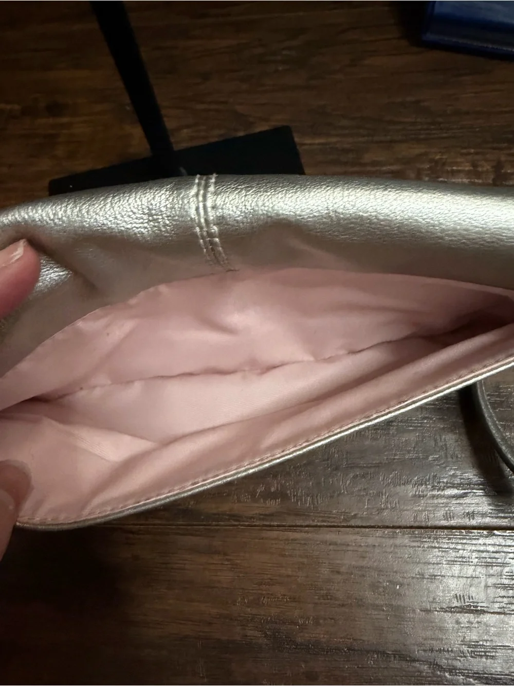 Coach Silver Metallic Leather Wristlet